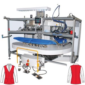 KAR10111617 CARUSELLE SYSTEM, DOUBLE STATION, RIGHT - LEFT ONE UNIT 120°, JACKET CHEST AND BACK FORM IRONING PRESS